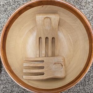 Wooden Salad Bowl Set with Utensils And 4 Bowls